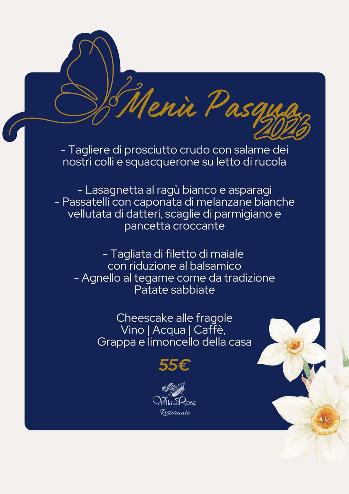 Ristorante Villa delle Rose Menù di Pasqua 2026